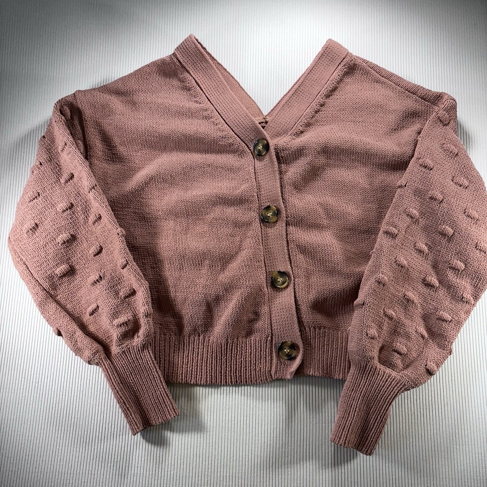 moon & madison Dusty Rose Knit Button-Front Cardigan
